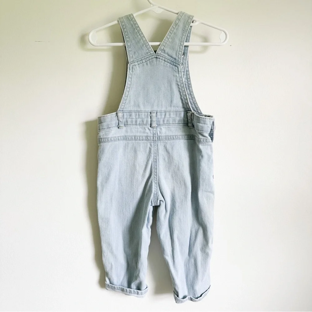 Carter’s Blue floral Embroidered Lightwash Denim overalls 12M